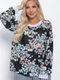 Блуза Шафран (черная/голубые цветы) Б10797