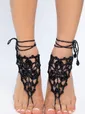 Барефуты Вязанные украшения на ноги (черный/серебро) БФ06