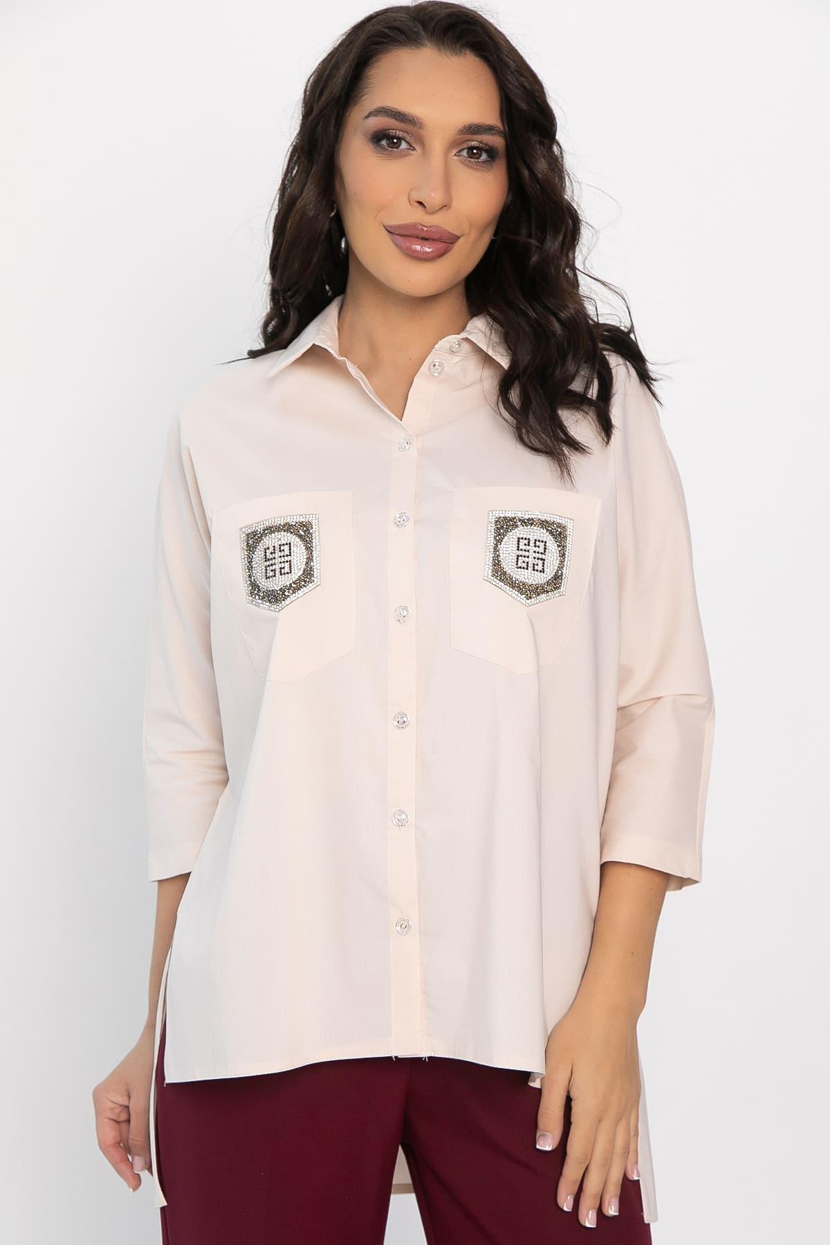 Рубашка с карманами Аристократка (бежевая) Б14357-10М