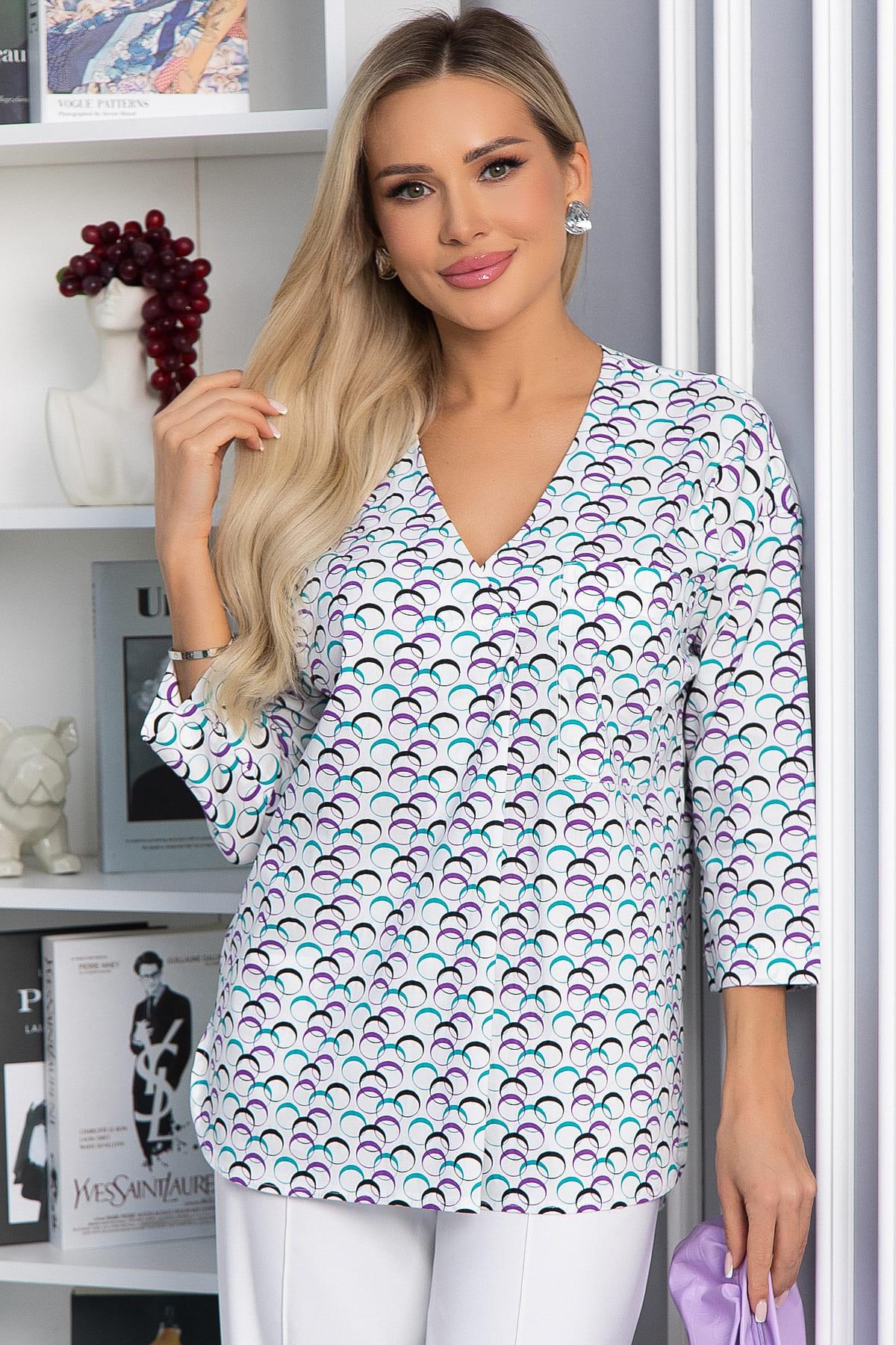 Блуза Статица (бело-сиреневая) Б13774-16М