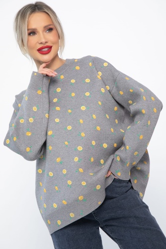 Свитер оверсайз Анита (серый) Б14759-1М Свитер оверсайз Анита (серый) Б14759-1М