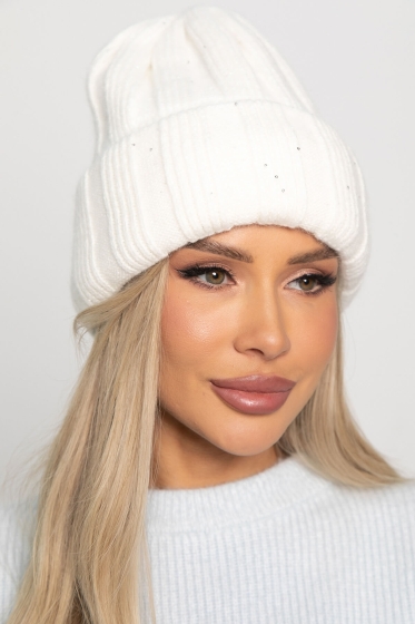 Шапка двухслойная Зимние деньки (молочная) Ш24-4М