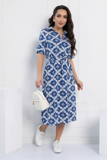 Платье Франческа НЬЮ (бело-голубое) П13000-18М